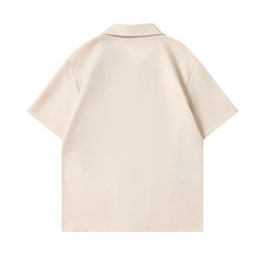 Dark Icon Embroidery Cool Material Men's Shirt Short Sleeve Hawaii Beach Shirts Black Beige voguable