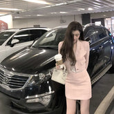 Autumn new product small fragrance style ladies two-piece tweed long-sleeved suit ladies short coat high-waisted skirt skirts