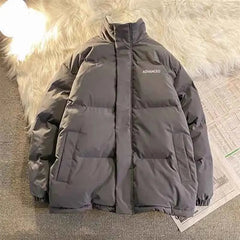Winter Lamb Fleece Warm Parkas Women Solid Loose Stand Collar Zipper Casual Puffer Jacket Y2K Korean Preppy All Match Down Coats voguable