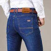 Business Men's Jeans Casual Straight Stretch Fashion Classic Blue Black Work Denim Trousers Male Brand Clothing voguable