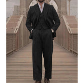 Voguable Italian Vintage Wool Bblend Men's suit 3pc Set Suit Jacket Vest Pants High Quality Men's Wool Suit Set Sports Casual Suit Coat voguable