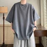 Summer T Shirt Men Oversize Fashion Casual Vintage T Shirt Men Streetwear Hip Hop Loose Short Sleeved T-shirt Mens Suede T Shirt voguable