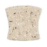 UNIZERA 2023 Winter New Product Women's Fashion and Casual Versatile Bra, Bead, and Feather Short Top voguable