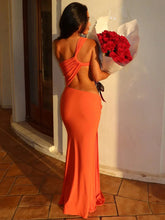 Irregular Ruched Sexy Maxi Dress For Women Gown Hollow Out One Shoulder Sleevelessdraped Bodycon Club Party Long Dress voguable