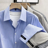 Spring Autumn New Fashion Turn-down Collar Long Sleeve Blouse Striped Men's Clothing Loose Korean Button Trend Simplicity Shirts voguable