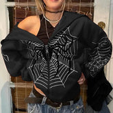 Y2k Rhinestone Skeleton Hoodies Women Gothic Black Zip Up Oversized Sweatshirts Female Retro Harajuku Hooded Jackets Streetwear voguable