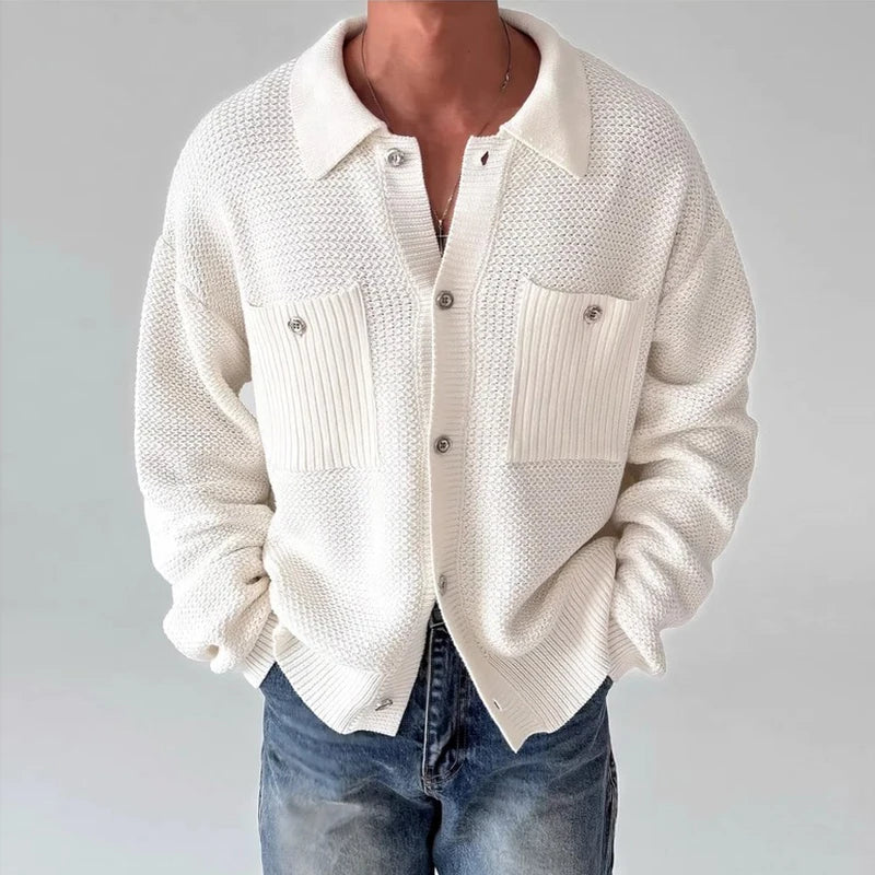 New Japanese Fashion Men Cardigan Jackets Light Luxury Knitted Button-down Long Sleeve Sweater Coat Premium Solid Color Knitwear voguable