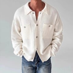 New Japanese Fashion Men Cardigan Jackets Light Luxury Knitted Button-down Long Sleeve Sweater Coat Premium Solid Color Knitwear voguable