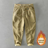 Voguable Autumn New Men's Trousers Cotton Casual Button Big Pocket Velvet Cargo Pants Oversize 4XL voguable