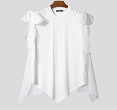 Men Tank Tops Mesh Patchwork O-neck Sleeveless Bow Summer Unisex Tee Tops Streetwear Fashion Casual Men Clothing S-5XL voguable