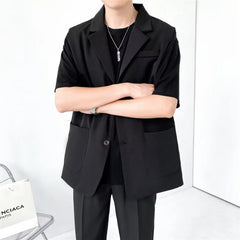 Grey Black Suit Vest Men Fashion Social Mens Dress Vest Korean Loose Sleeveless Blazer Mens Jacket Office Formal Vest M-2XL voguable