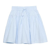 Cotton Casual Short A-line Skirt for Women High Waist Blue Elastic Waist Tie bow Sweet Loose Sports Skirt with Safety Shorts voguable