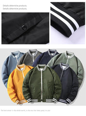 Men's spring and fall varsity jacket Solid color Korean fashion loose baseball uniform couple windproof waterproof bomber jacket voguable