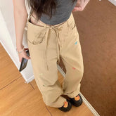 Voguable Korean Fashion Spring Summer Pants Thin Women Drawstring Butterfly Embroid High Street Harajuku Casual Loose Wide Leg Trousers voguable