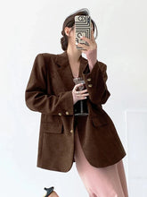 Elegant Women Corduroy Blazer Vintage Long Sleeve Casual Korean Suit Coat Fall Winter Retro Single Breasted Female Jacket voguable