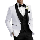 Voguable Dark blue New Men's 3 Piece Suit Business Formal Set Groom & Groomsman Wedding Suit Elegant Prom & Party Outfit voguable