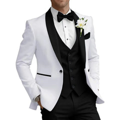 Voguable Dark blue New Men's 3 Piece Suit Business Formal Set Groom & Groomsman Wedding Suit Elegant Prom & Party Outfit voguable