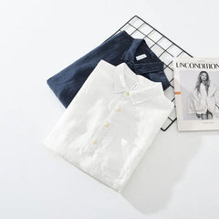 Japanese Retro Long-sleeved Linen Shirt Men's Summer New Loose Pullover Square Collar Shirt Casual Cotton Linen Top Aesthetic voguable