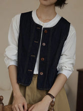 Y2K Retro Harajuku Denim Vest Women Slim Streetwear American Vintage Vest Jacket Fall O Neck Sleeveless Female Solid Vest Tops voguable