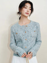 Elegant Women Sweet Cardigan Sweaters Vintage Long Sleeve French Knitted Jacket Fall O Neck Female Single Breasted Retro Tops voguable