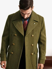 New European and American clothing, British men's medium length long sleeved woolen coat, autumn winter coat voguable
