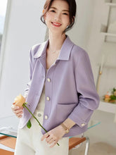 Elegant Slim Purple Jacket Women Sweet Long Sleeve Small Fragrance Coat Casual Fall Winter Lady French Pockets Fashion Tops voguable
