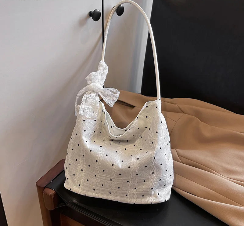 Luxury Design All Match Dot Shoulder Bags Sweet Y2k Aesthetic Casual Handbags Fashion Chic Women Streetwear Simple Underarm Bag voguable