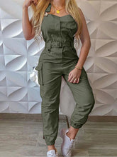Voguable Sleeveless Cargo Long Jumpsuits For Women Casual Slim Solid Basic Women's Overalls Fashion Vintage Summer Playsuits voguable