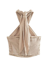 New Fashion Women Sexy Backless Linen Halter Top Summer Crop Top