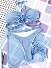 Voguable 3 Pieces Criss Cross Halter Bikini Women & Beach Skirt Swimwear Female Sexy Swimsuit Beachwear Bathing Swimming Suit voguable