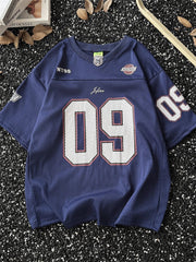 American Retro Jersey Short-sleeved T-shirt Men's Trendy Quick-drying Mesh Breathable Loose Casual V-neck Racing Suit Top Chic voguable