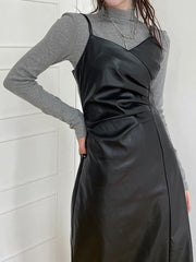 Black Asymmetrical V-Neck Long Party Dress mysite