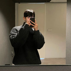 Autumn Men's Luxury Knitted Zipper Cardigan Sweater Stand Collar Solid Color Long Sleeve Casual Streetwear Coat Fashion Knitwear voguable