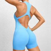 Voguable Women V Backless Jumpsuit Workout Bodysuit Sleeveless Gym Bodycon Sportswear Fitness Yoga Suit One Piece Outfit voguable