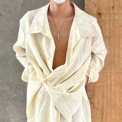 Voguable Men's Button Down Shirt Irregular Long Sleeve Shirt Vintage Casual Loose Shirt Jacket Tops Casual Sweatshirt Streetwear Vintage voguable