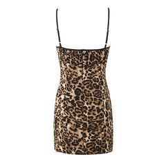 Summer Women O Neck Sleeveless Leopard Print Sling Sexy Dresses High Waist Pencil Mini Robe