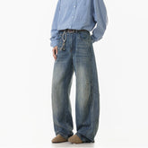 2025 Spring Men Denim Pants Straight Droop Vintage Loose Bottom Straight Wide Leg Casual Male Trousers Korean Style baggy jeans voguable