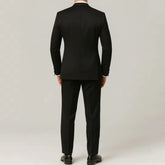 Voguable Men Suit 3 Piece With Lapel Single Button Slim For Wedding Banquet Birthday Party Business Casual Black Jacket Pants White Vest voguable
