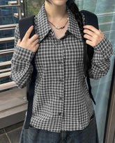 Voguable Spring Plaid Print Shirt Women New Fashion Casual Long Sleeve Ladies Tops Korean Style Slim Woman Bloses Shirts voguable