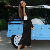 Elegant Solid Ruffles Midi Dress Autumn Long Sleeve Outfits for Women Sexy Backless Party Shift Dresses Vestido