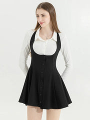 Voguable 2024 Korean Y2k Two Piece Sets Outfits Office Women Skirt Sets Lapel Cardigan Crop Tops + Suspender Mini Skirt Elegant Clothes voguable