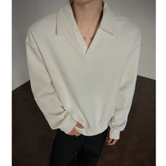 Long sleeve t Shirt men 2025 Arrival Men Polo Shirt Solid Color Casual Relaxed Fit Collar Tops Autumn Fall Fashion Mens Clothing voguable