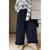 Voguable Corduroy Wide Leg Pants Women Harajuku Vintage Ruffles Patchwork Baggy Pants Winter Japanese Streetwear Casual Straight Trousers voguable