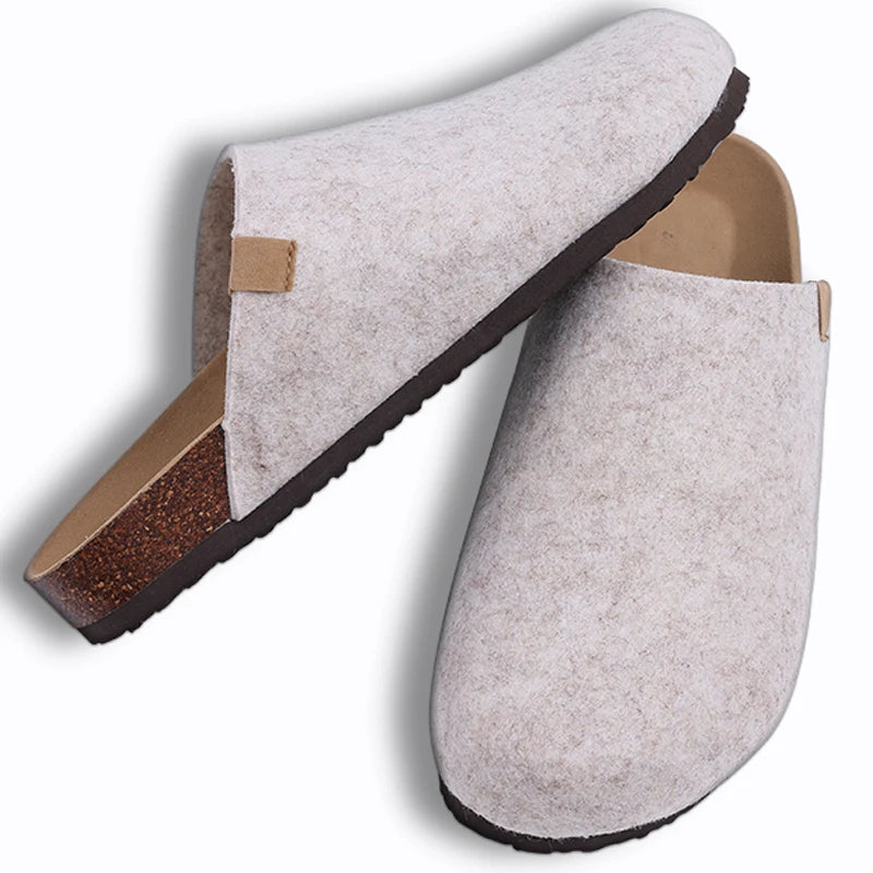 Fashion Women's Suede Mules Slippers Men Clogs Cork Insole Sandals With Arch Support Outdoor Beach Slides Home Shoes voguable