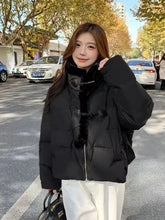 Winter Korean Pink Parkas Women Sweet Long Sleeve Warm Thick Cotton Coat Casual Stand Collar Preppy Style Lady Cute Jacket voguable