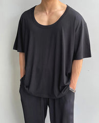 Voguable American Sle Hard Man U-Ne T-irt Muscle Men Elastic Loose oulder ort Sve Low Ne Ice Silk Modal Trendy Top voguable