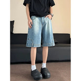 Short Men Blue Washed Denim Shorts Casual Distressed Design Summer Streetwear Fashion Comfort Fit Men Denim Shotrt voguable