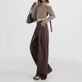 Voguable Maillard Coffee Corduroy Wide Leg Pants Women Autumn Winter Now Vintage Solid Straight Loose High Waist All-match Trousers voguable