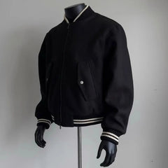 New American Vibe Fleeced Men Crop Jackets Luxury Harajuku Zip-up Long Sleeve Streetwear Trendy Chic Pocket Baseball Coats M-2XL voguable