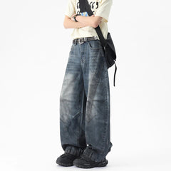 Men Unique Patchwork Washed Vintage Retro Loose Fit Baggy Jeans Fashion Denim Casual Street Style Distressed Trendy Comfort voguable